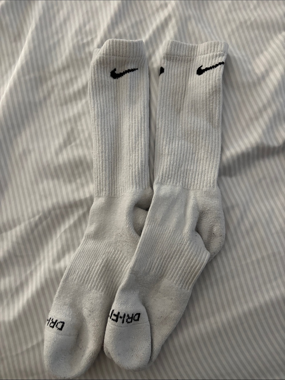 Nike White Crew Athletic Socks with Black Swoosh